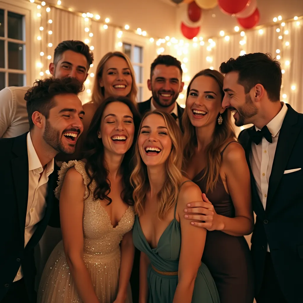 Gedrucktes Gruppenfoto einer Feier